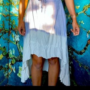 Two-Tone High-Low Skirt with Drawstring//M